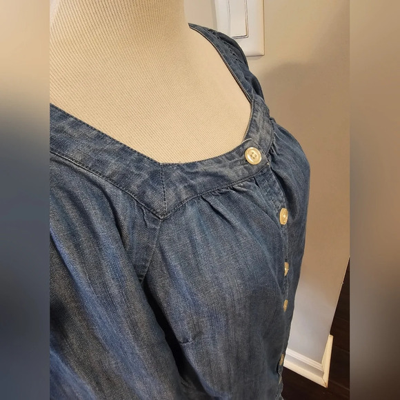 Talbots •Size Small• 100% Tencel Button Front Soft Blouse Square Neck Comfort - Picture 4 of 10